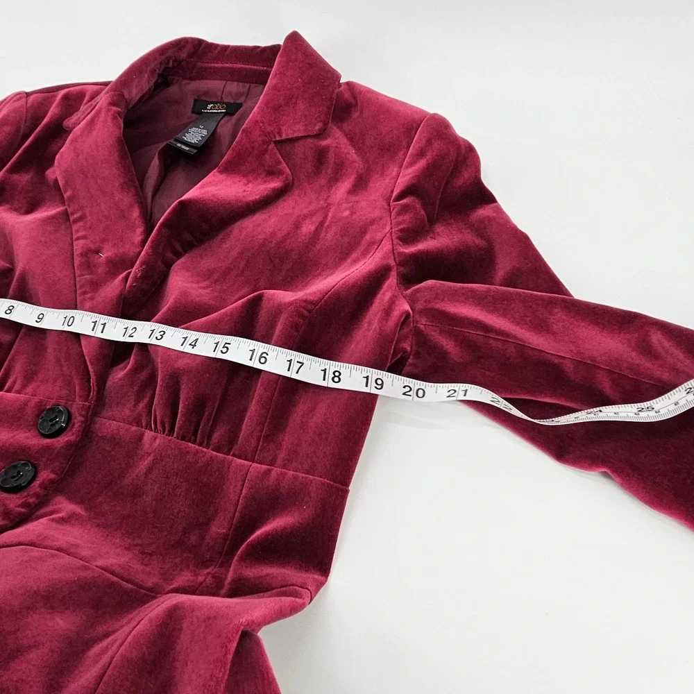 VIntage Liz Claiborne Womens Velvet Blazer Jacket‎ Burgundy Button Front Size 12
